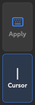 A narrow Clickety strip with a keyboard Apply tile and Cursor tile.