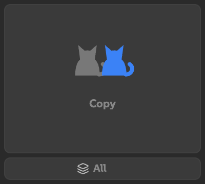 Copycat in its default half-width slot, with a Copy tile and All depth chip.