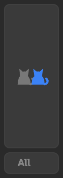 Copycat in a narrow slot, with an icon-only Copy tile and a compact All chip below.