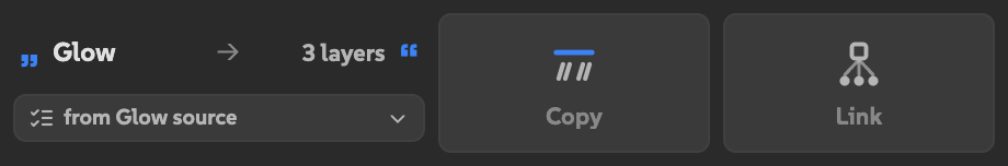 Ditto in a short wide row, with source information beside compact action tiles.