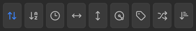 A short Lineup row showing all eight action icons and a ninth direction icon, with no preview.