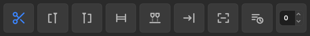 A short Snippy row showing eight action icons followed by the number field.