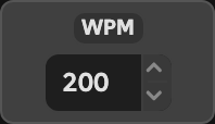 The shared number field switched to WPM with the default value of 200.