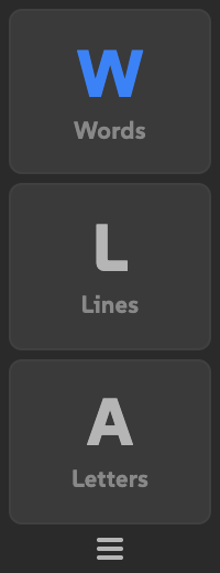 Narrow Spellbound slot with W, L, A tiles above a dotted options handle.