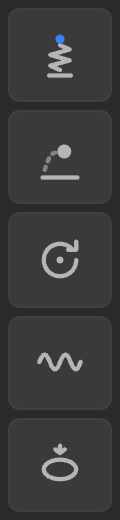 Springy's narrow vertical strip contains only five behavior icons.