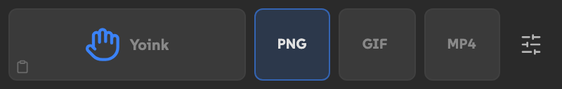 Yoink in a short row with the hand, format choices and options on one line.